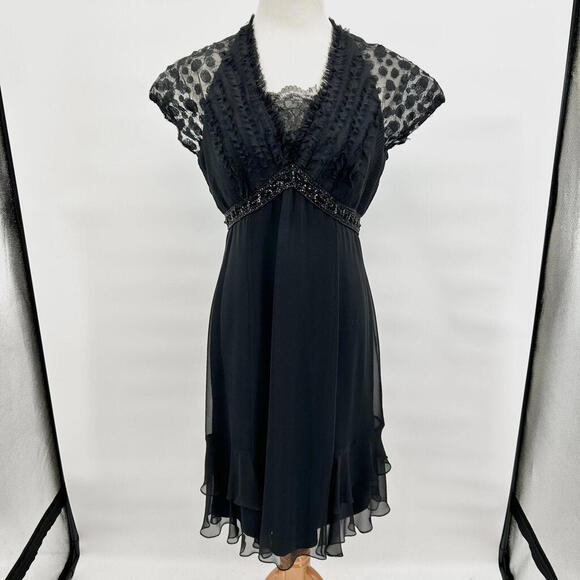 Badgley Mischka Dresses & Skirts - Women's Badgley Mischka Black Silk A-line Cocktail Dress 14